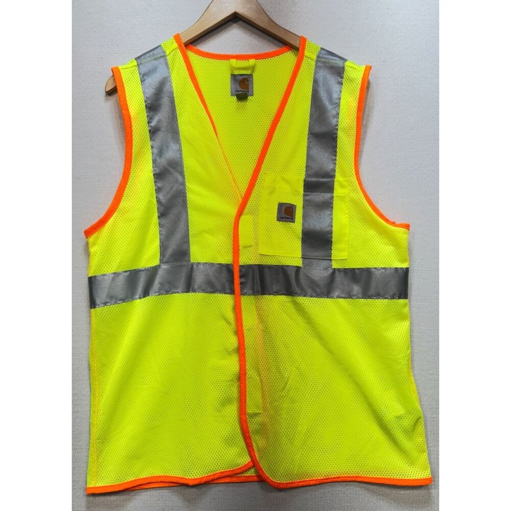 Carhartt Men's Safety Vest Visibility Reflective Mesh Workwear Size M Neon Green